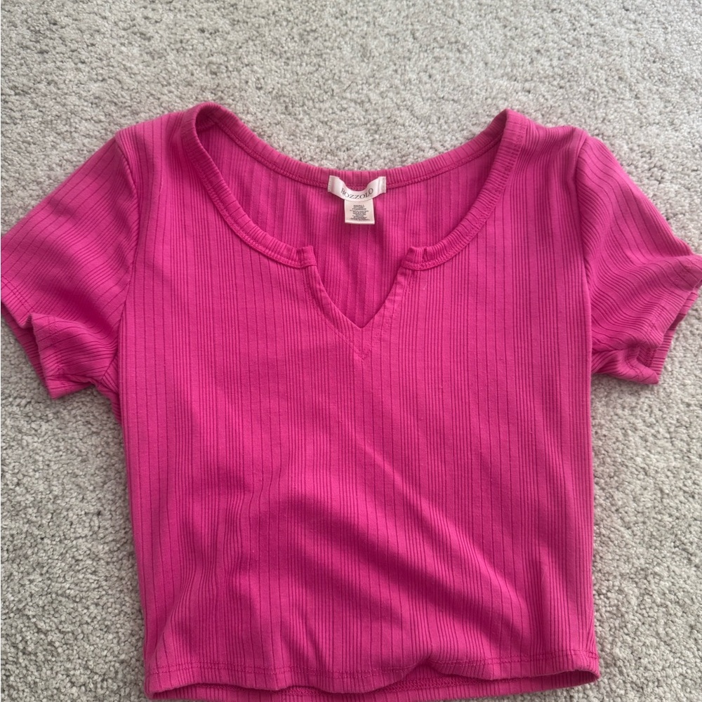 Pink Ribbed Crop Top